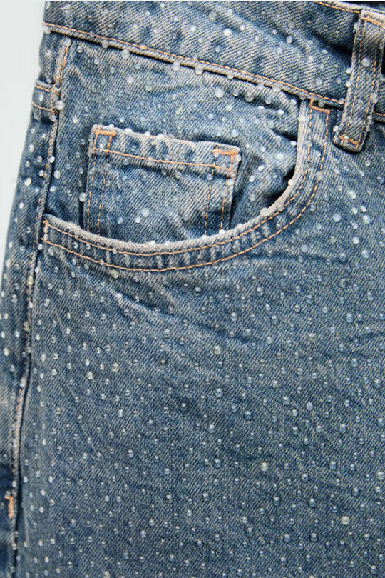 Glitter Studded Blue - Straight Fit Jeans - Blues and Jazz