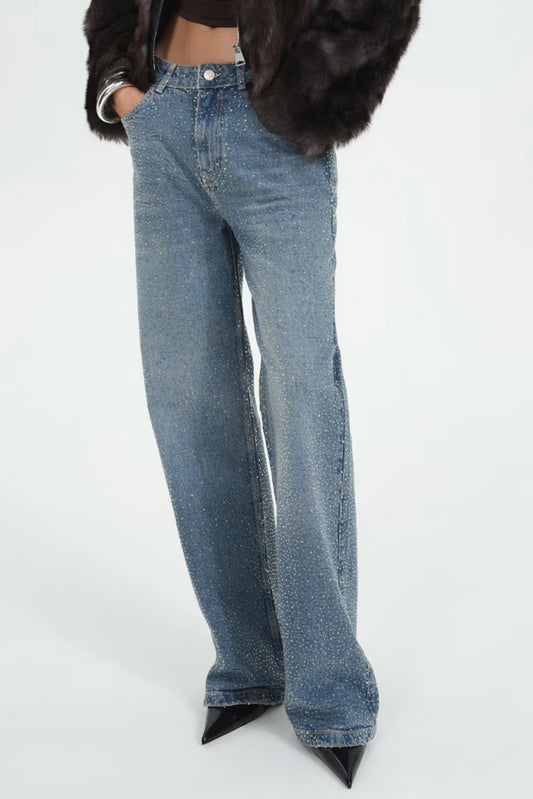 Glitter Studded Blue - Straight Fit Jeans - Blues and Jazz