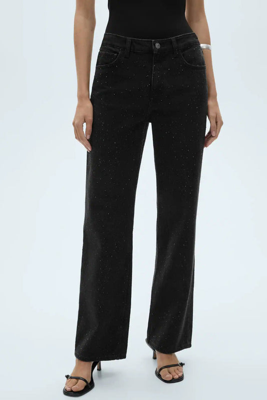 Glitter Studded Black - Straight Fit Jeans - Blues and Jazz