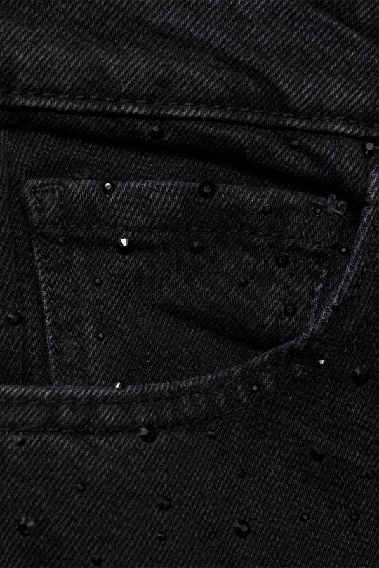 Glitter Studded Black - Straight Fit Jeans - Blues and Jazz