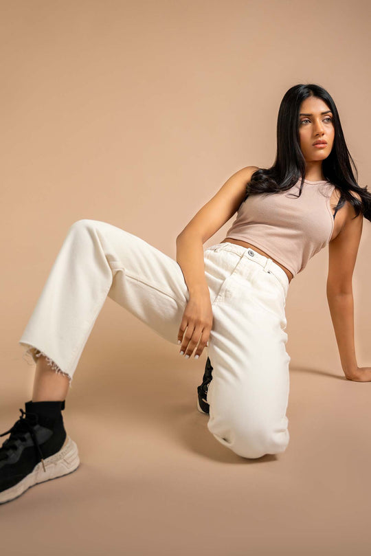 Slone - High Waisted Straight Fit - Blues and Jazz