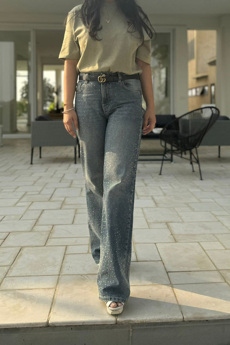 Glitter Studded Blue - Straight Fit Jeans - Blues and Jazz