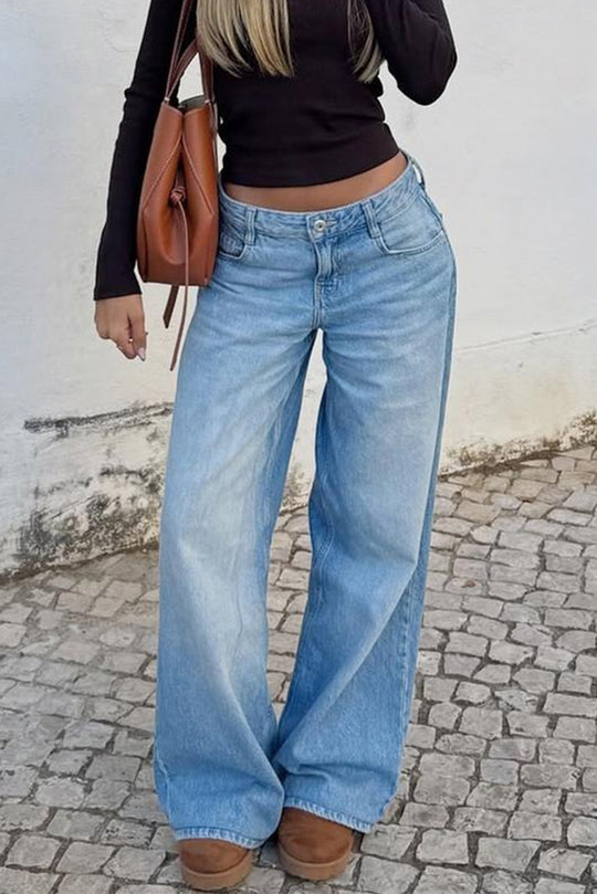 Mila - Wide Leg Jeans Light Blue