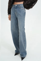 Glitter Studded Blue - Straight Fit Jeans - Blues and Jazz
