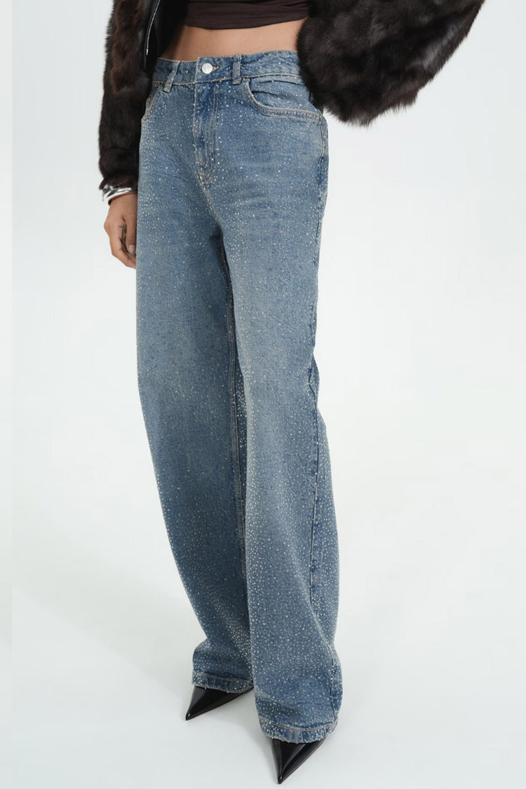 Glitter Studded Blue - Straight Fit Jeans - Blues and Jazz