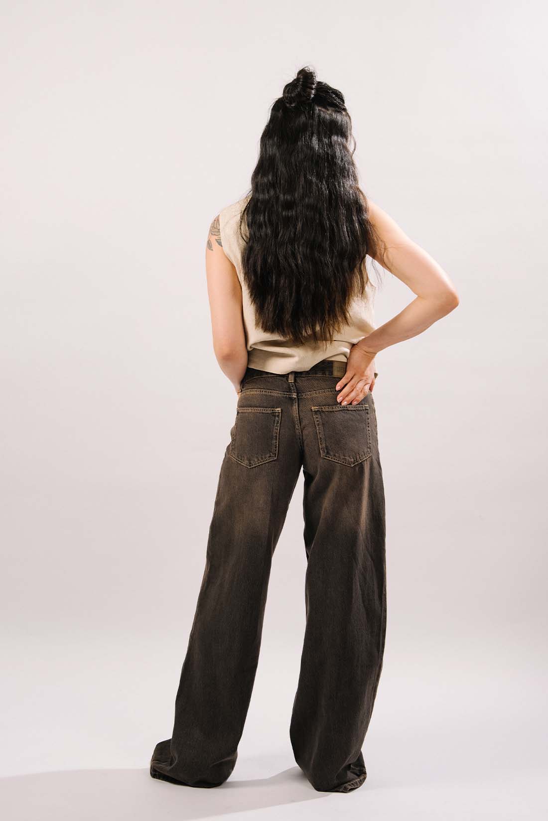 Mila - Wide Leg Faded Brown - Blues and Jazz