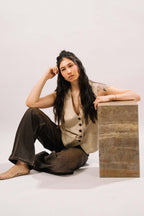 Mila - Wide Leg Faded Brown - Blues and Jazz