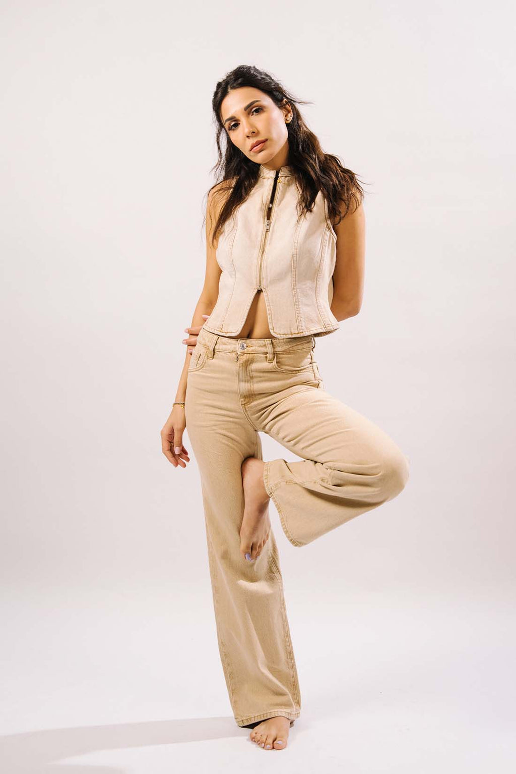 Ibiza - Wide Leg Jeans (Sand) - Blues and Jazz