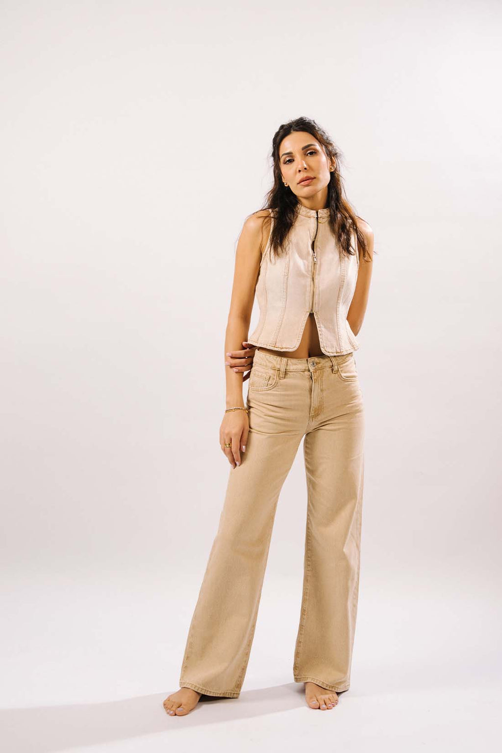 Ibiza - Wide Leg Jeans (Sand) - Blues and Jazz