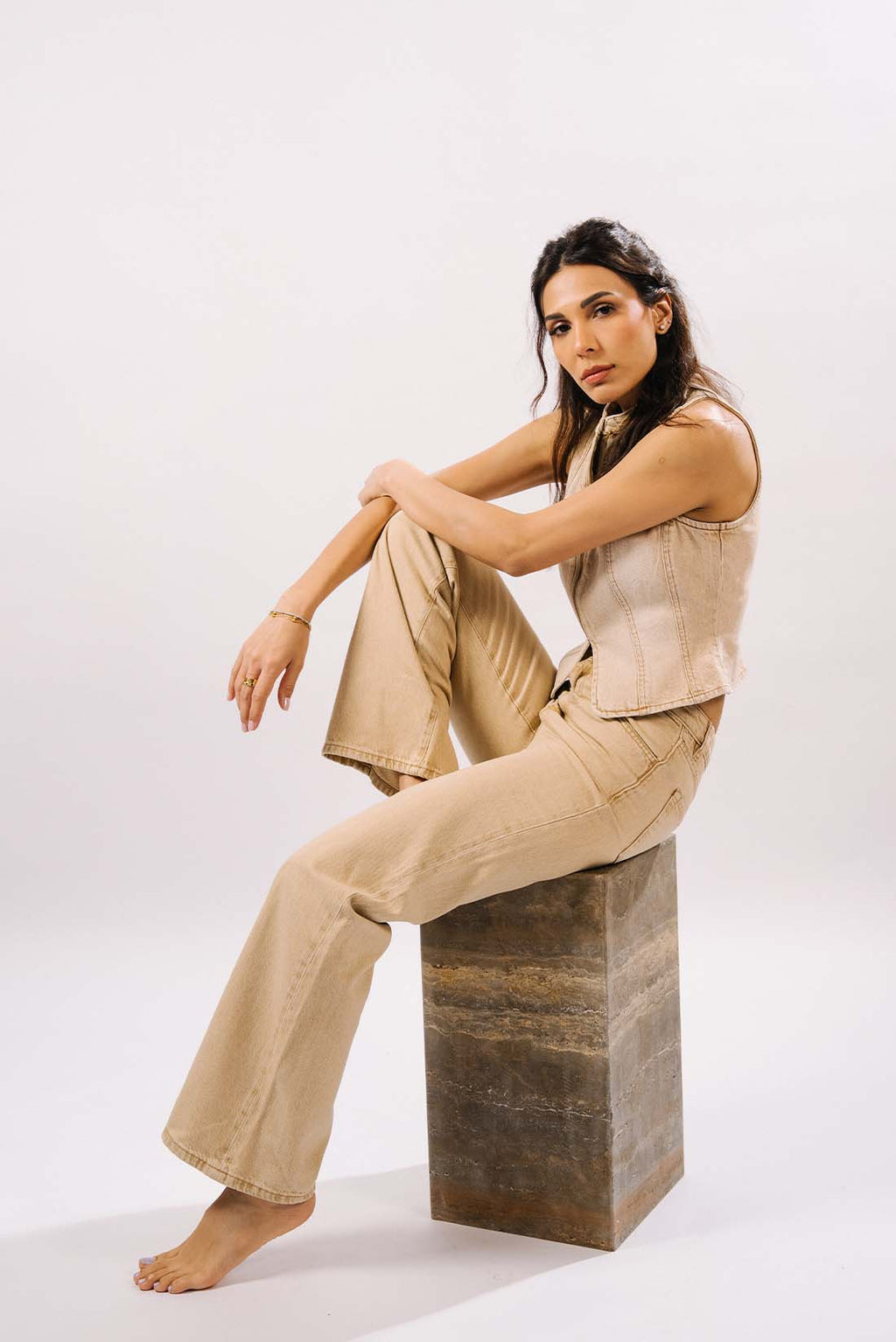 Ibiza - Wide Leg Jeans (Sand) - Blues and Jazz