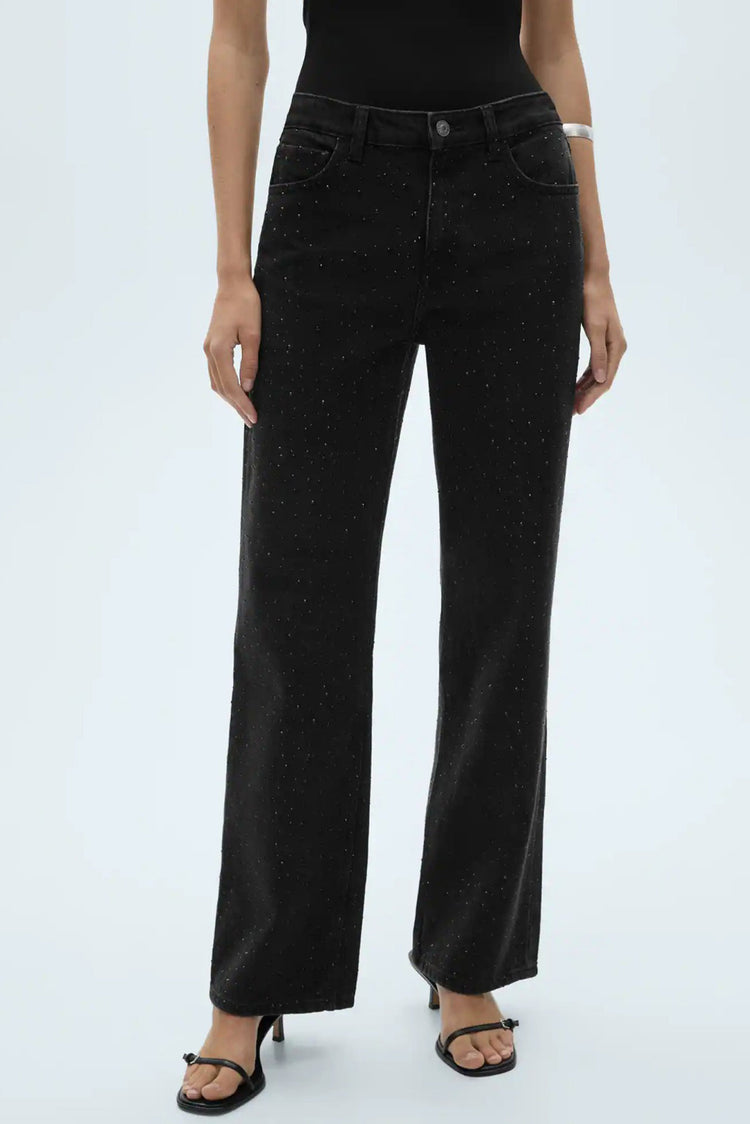 Glitter Studded Black - Straight Fit Jeans - Blues and Jazz