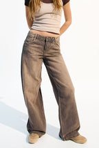 Mila - Wide Leg Faded Brown - Blues and Jazz
