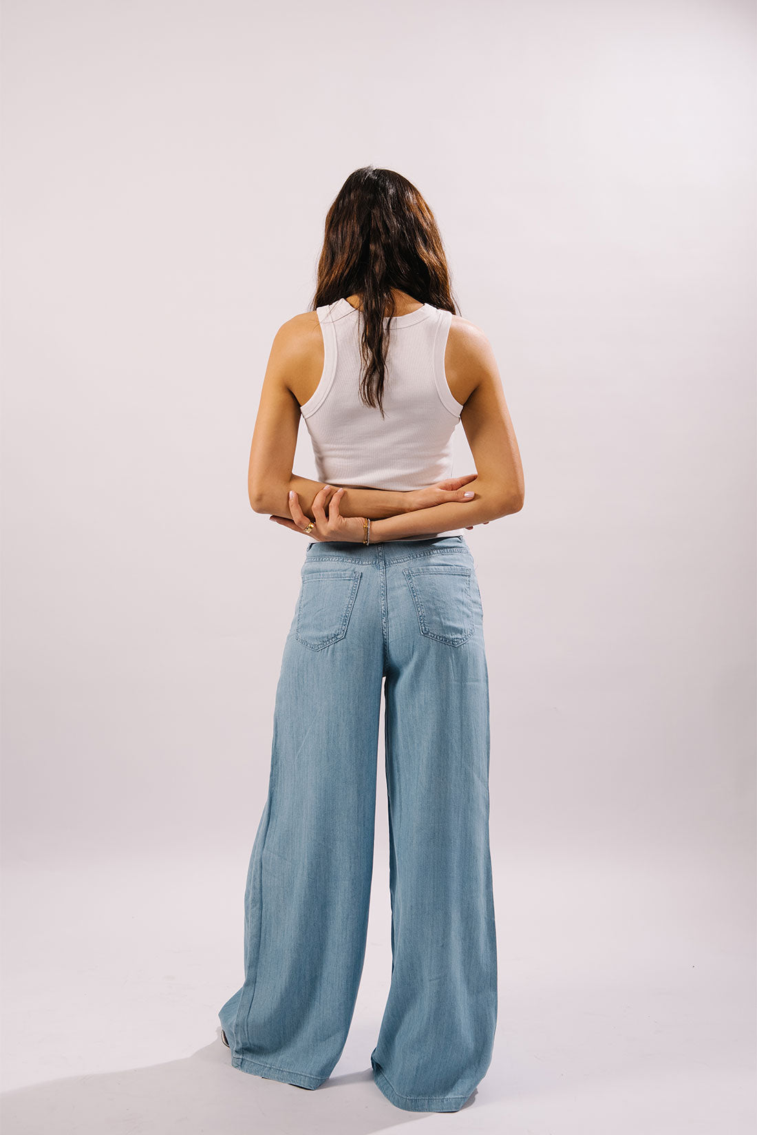 Evana-Mid Rise Palazzo Jeans - Blues and Jazz
