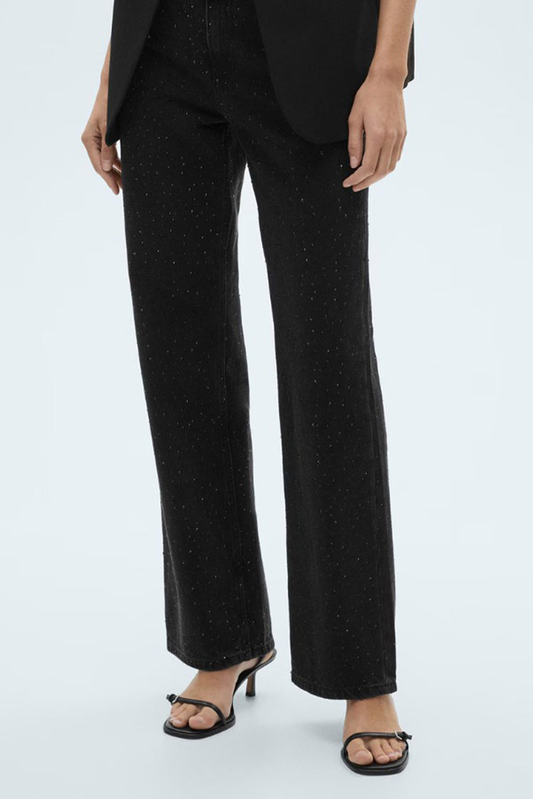 Glitter Studded Black - Straight Fit Jeans - Blues and Jazz