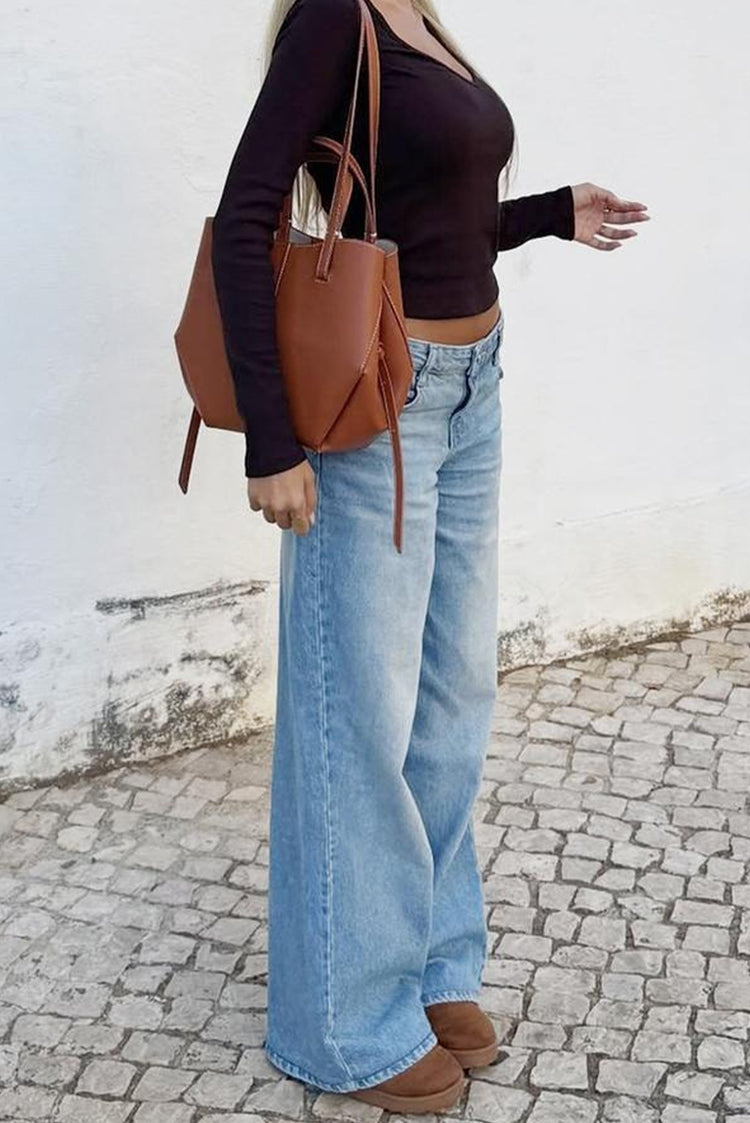 Mila - Wide Leg Jeans Light Blue