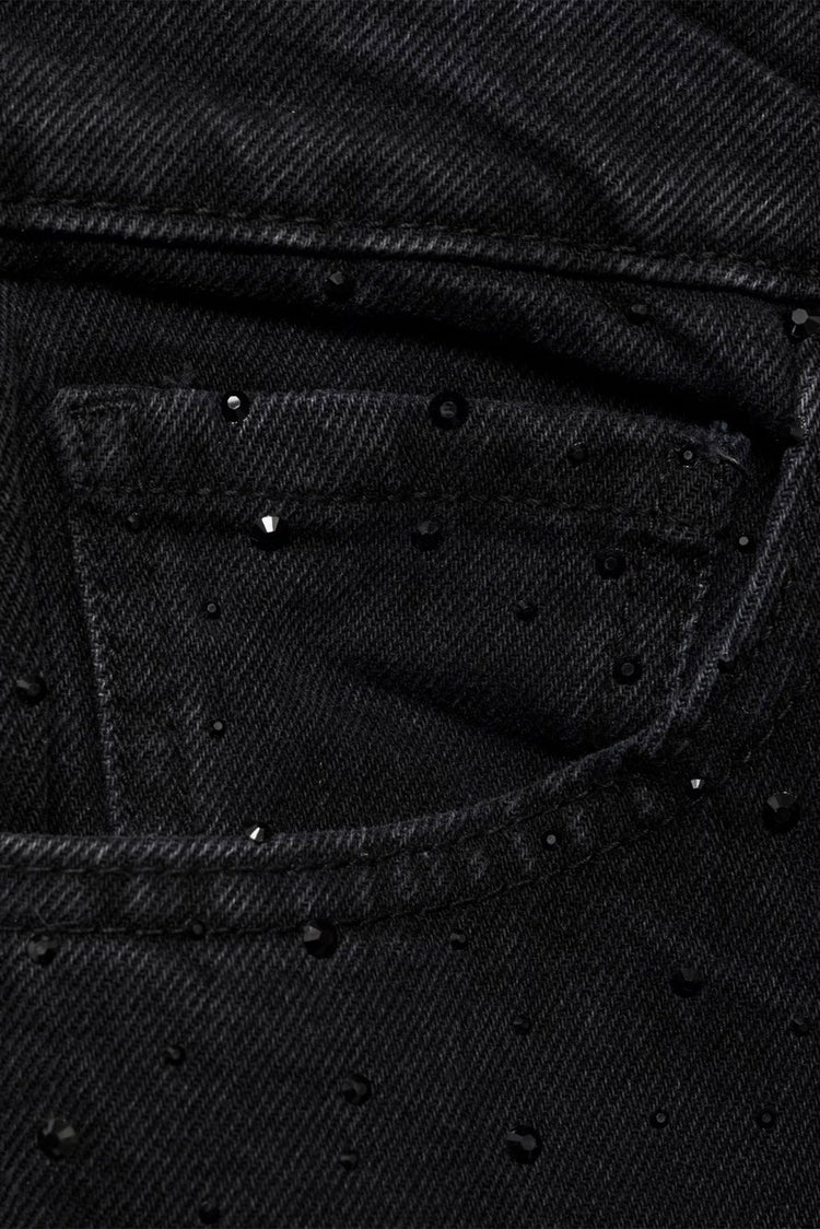 Glitter Studded Black - Straight Fit Jeans - Blues and Jazz