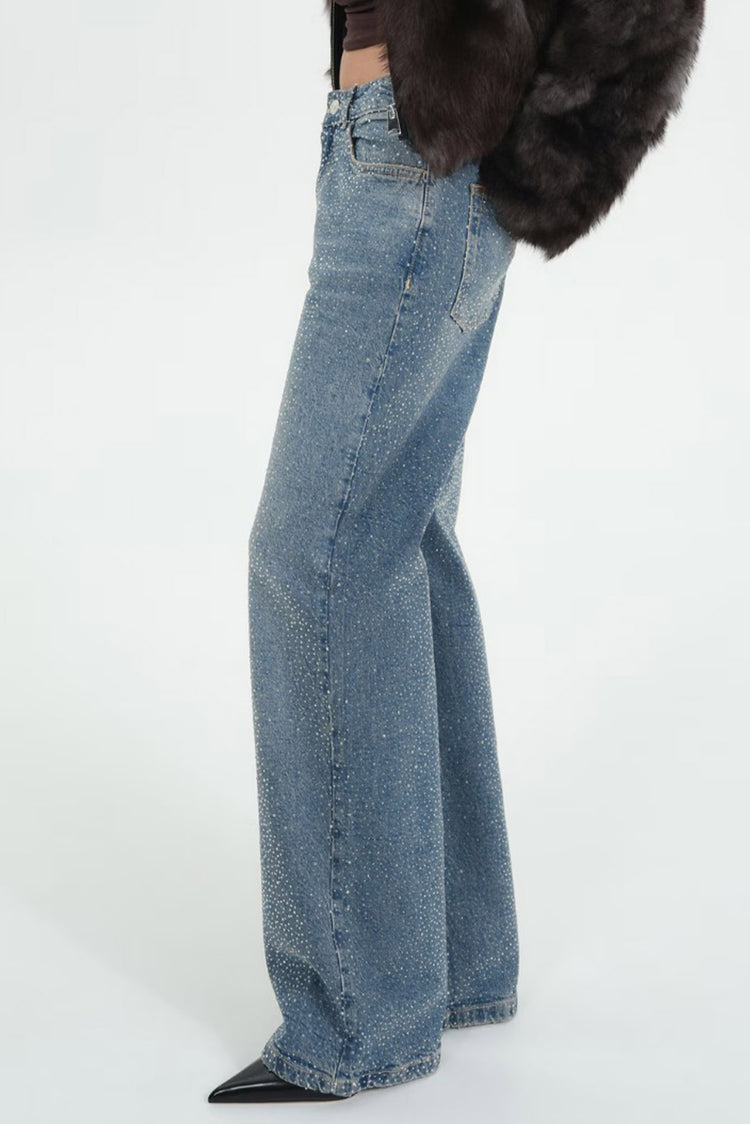 Glitter Studded Blue - Straight Fit Jeans - Blues and Jazz