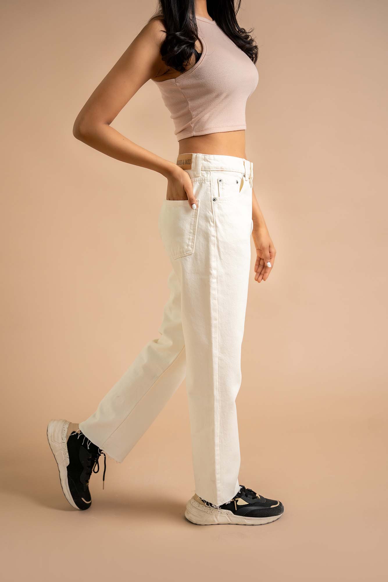 Slone - High Waisted Straight Fit - Blues and Jazz