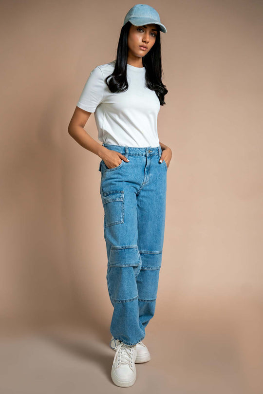 Jenny - Straight Fit Cargo Jeans - Blues and Jazz
