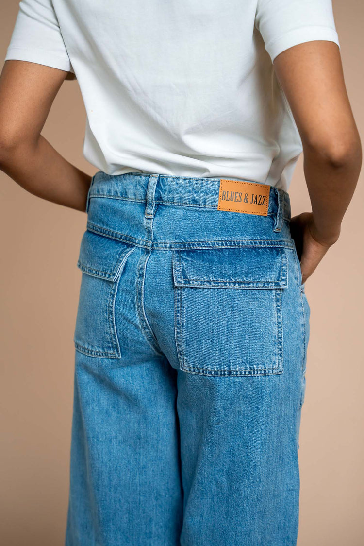 Jenny - Straight Fit Cargo Jeans - Blues and Jazz