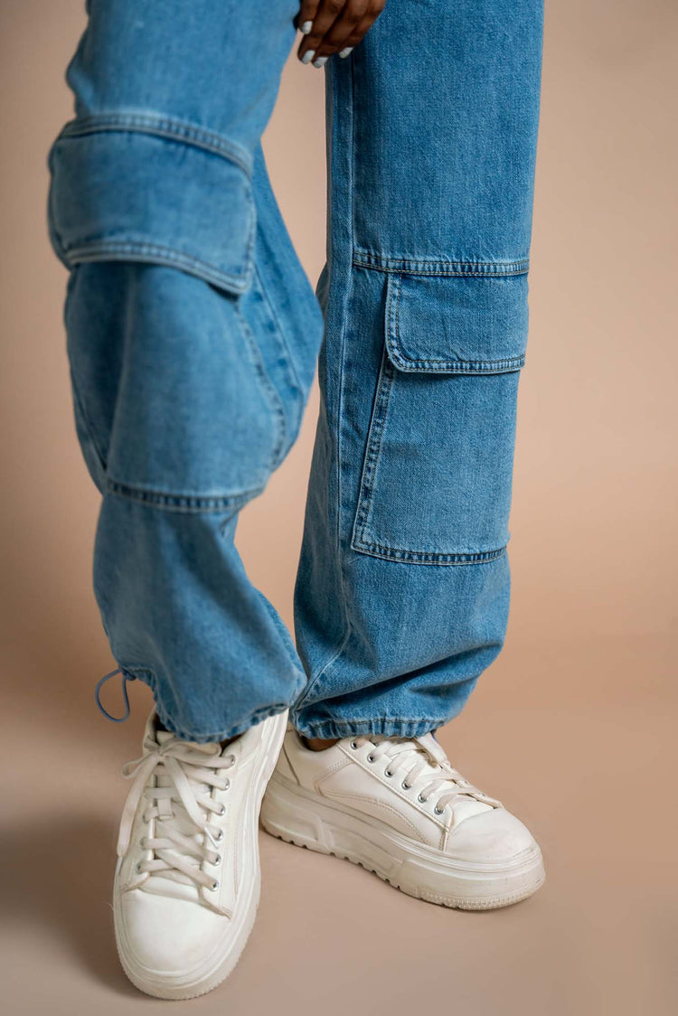 Jenny - Straight Fit Cargo Jeans - Blues and Jazz
