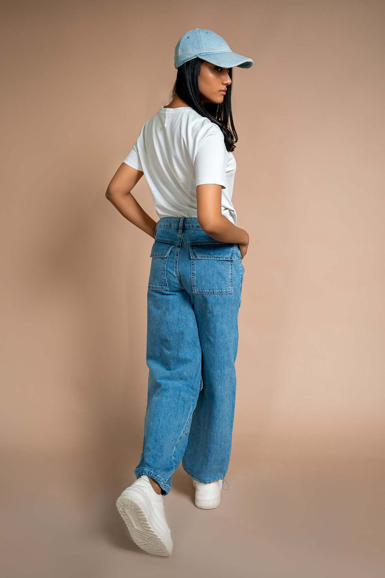 Jenny - Straight Fit Cargo Jeans - Blues and Jazz